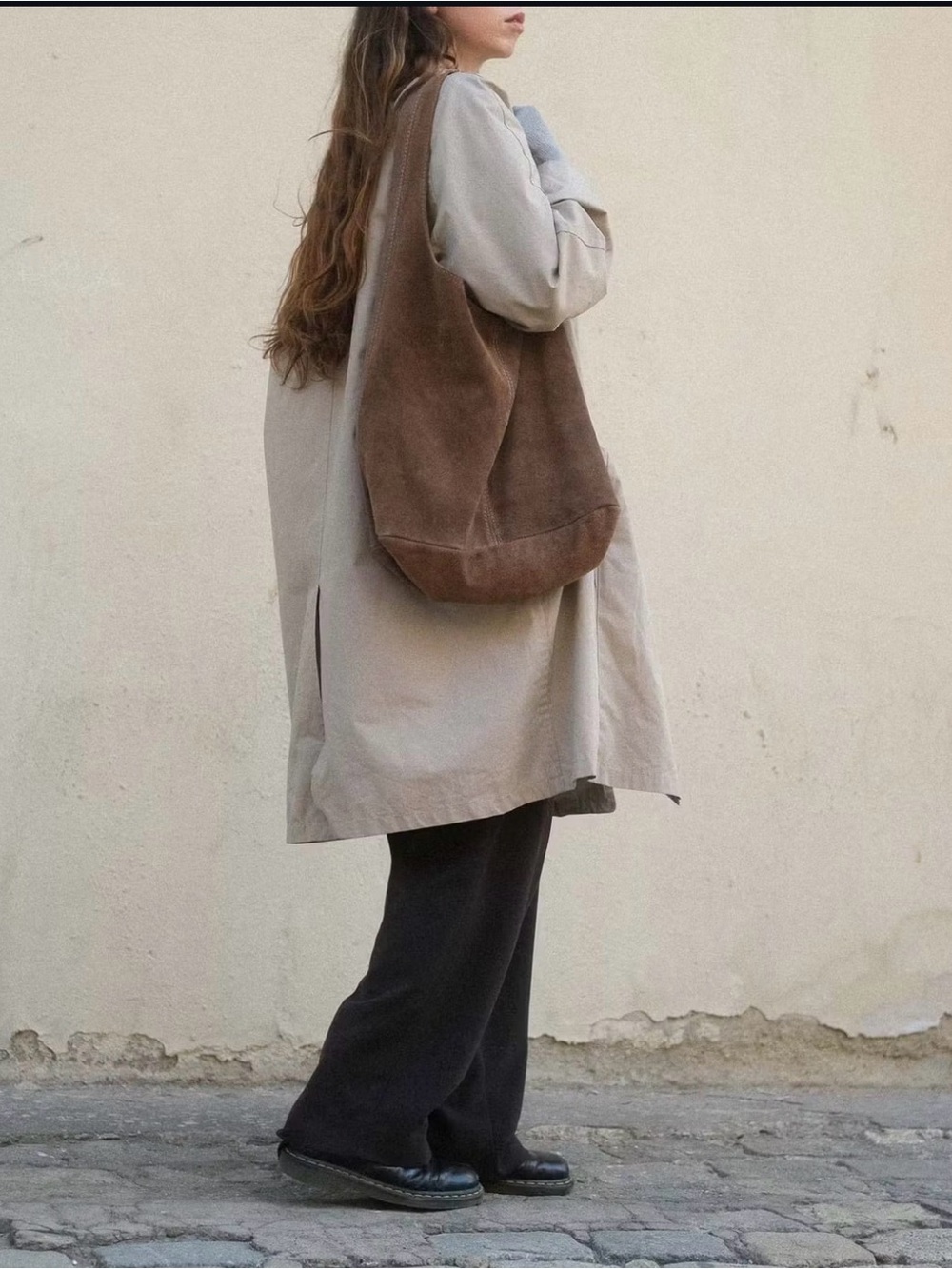 NWT ASRJ Suede Brown/Taupe Slouch Bag - Picture 2 of 8